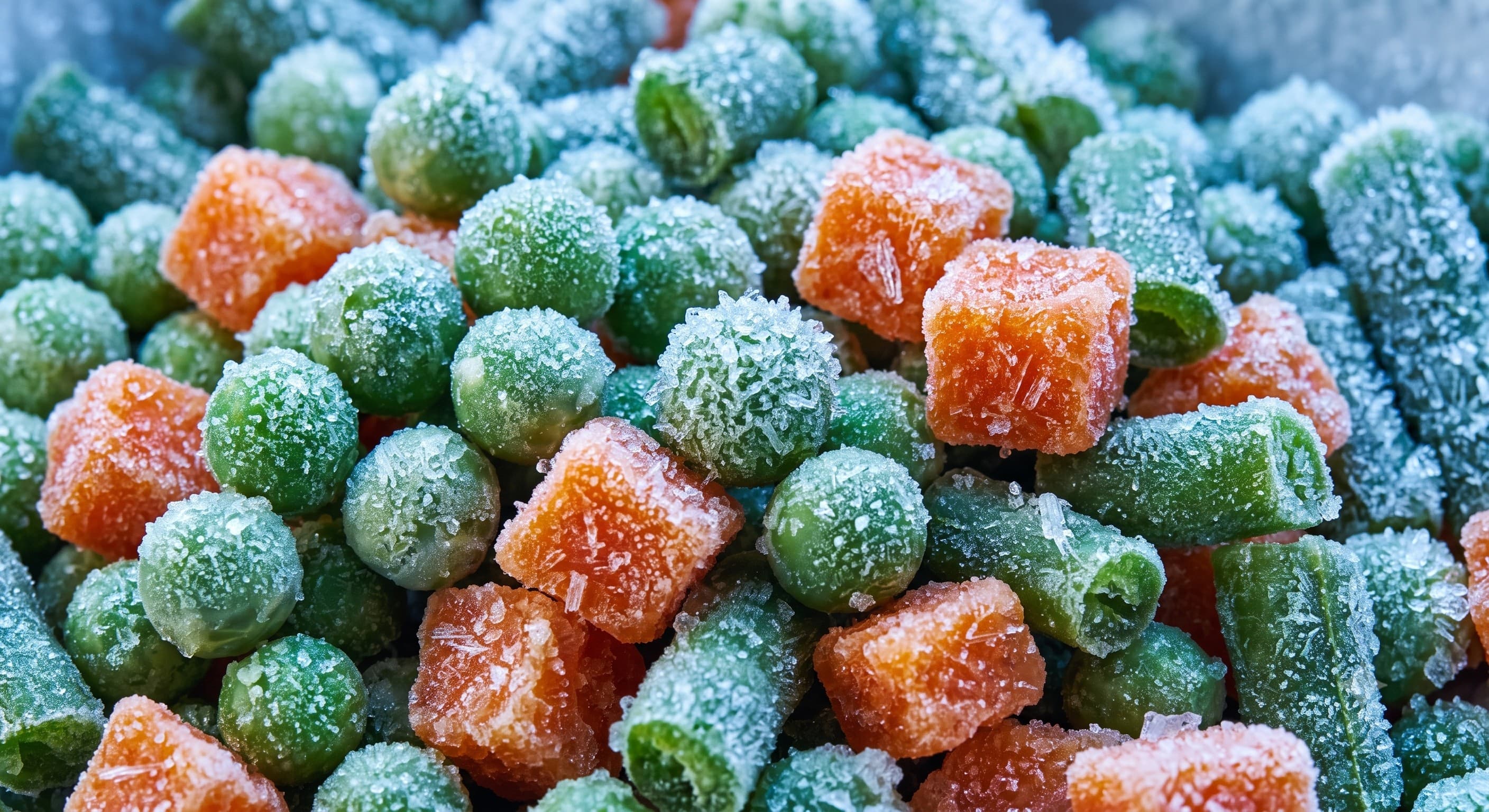 Nahaufnahme von tiefgefrorenem Gemüse